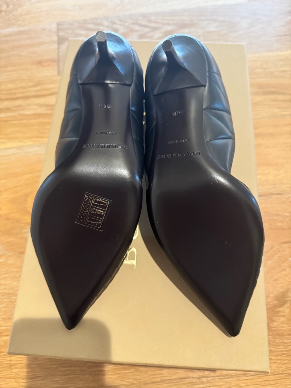 Burberry Black Quilted Pointed Toe Heels - Picture 5 of 5